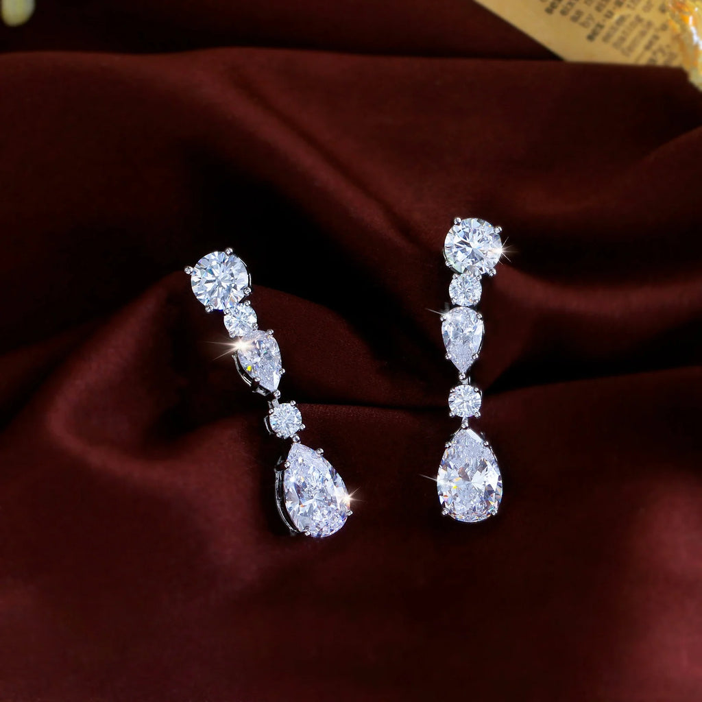 Pera Classic Shiny High Quality Cubic Zirconia Long Water Drop Dangle Earrings for Women Bridal Party Wedding Jewelry DE041