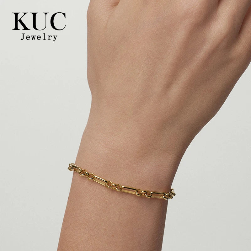 Light Luxury Minimalist 925 Sterling Silver Trendy KUC Fine Jewelry Chains Design Bracelet for Girls Women