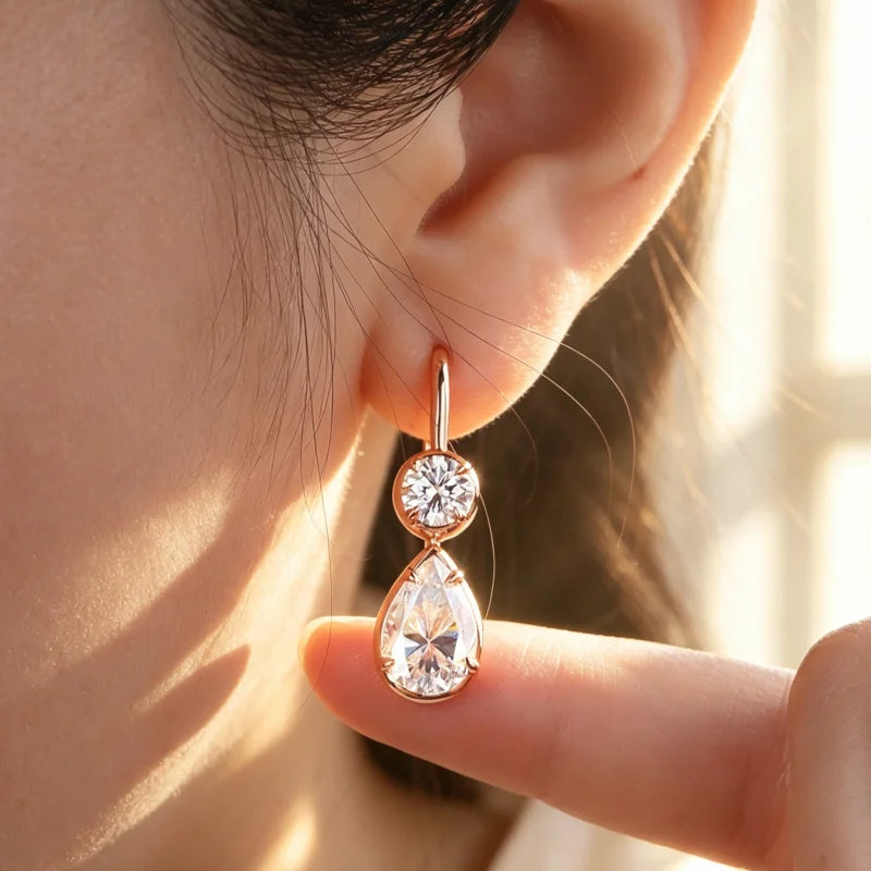 NKHOG 4CT Full Moissanite Drop Earrings Certified 925 Sterling Silver Dangle Earring For Woman Wedding Teardrop Jewelry Gift