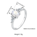 WOSTU 925 Sterling Silver Natural Oval Moonstone Ring For Women, Rainbow Three Stone Rings Engagement Anniversary Jewelry Gift