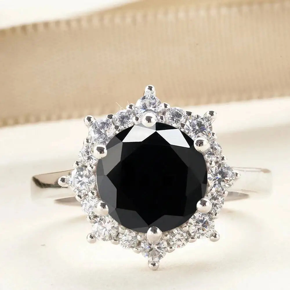 JH Real Moissanite Luxury Flower Ring 3.0Carat Diamond Fancy Wedding Rings For Women 925 Sterling Silver Fine Jewelry