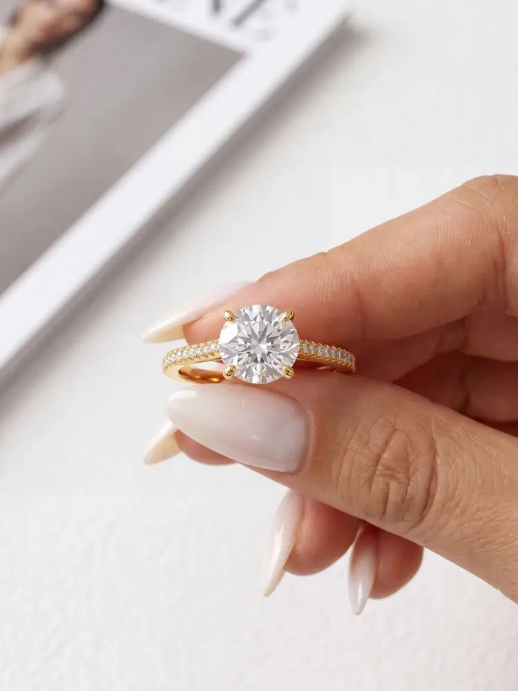 DWJ 2 Carat Gorgeous Round Moissanite Diamond Rings For Women Real 925 Sterling Silver Engagement Wedding Luxury Fine Jewelry