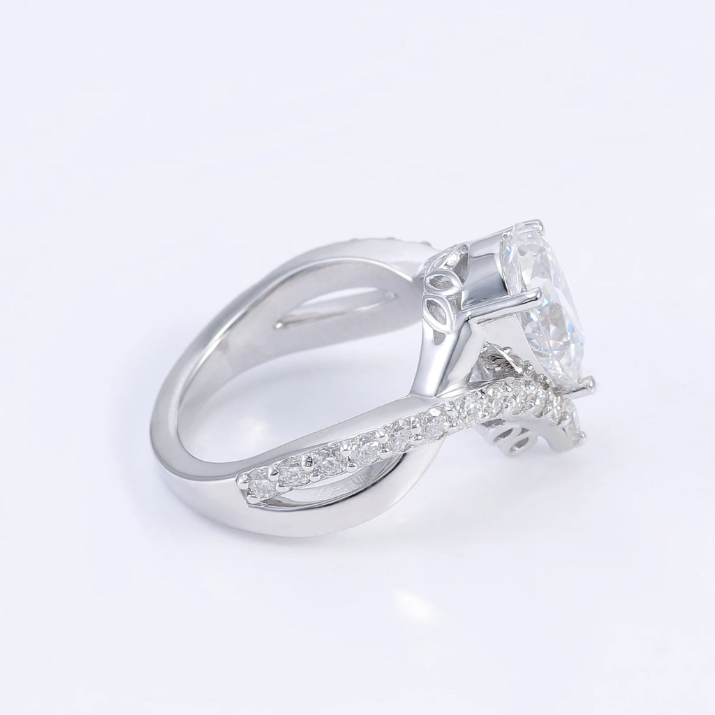 Provence 10K/14K/18K Moissanite Eternity Rings for Women D Color VVS Pear Cut 3.5CT Custom Statement Rings Twisted Rings