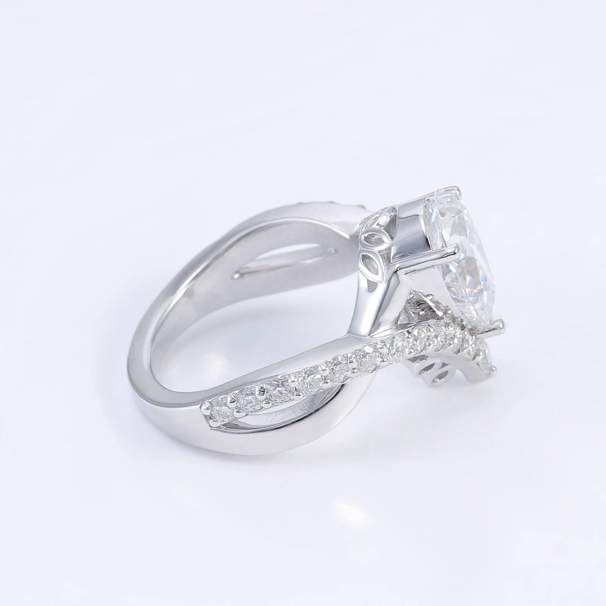 Provence 10K/14K/18K Moissanite Eternity Rings for Women D Color VVS Pear Cut 3.5CT Custom Statement Rings Twisted Rings