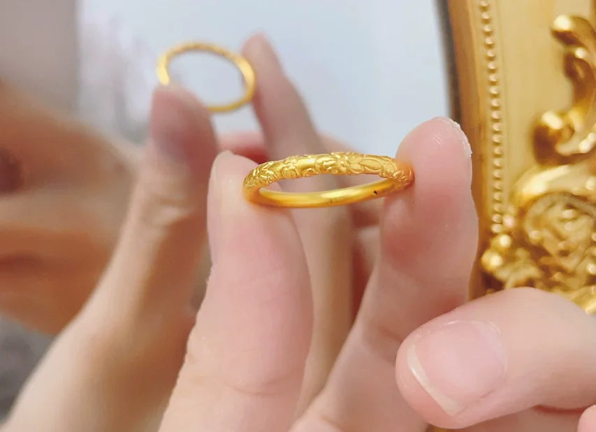 24k pure gold finger rings 3d hard gold jewelry 999 real gold wedding rings for women