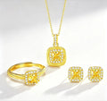 Diamond-set sugar cube pendant for women simple small sugar cube ring stud earrings jewelry Giving a gift to friend