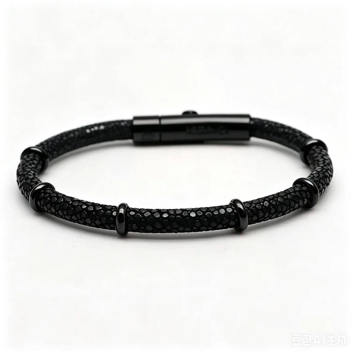 Genuine Stingray Leather Ring Beads Bracelet Double Bone Stinghd Style Gift for Birthday Gift Man Women Couple Bracelets Jewelry
