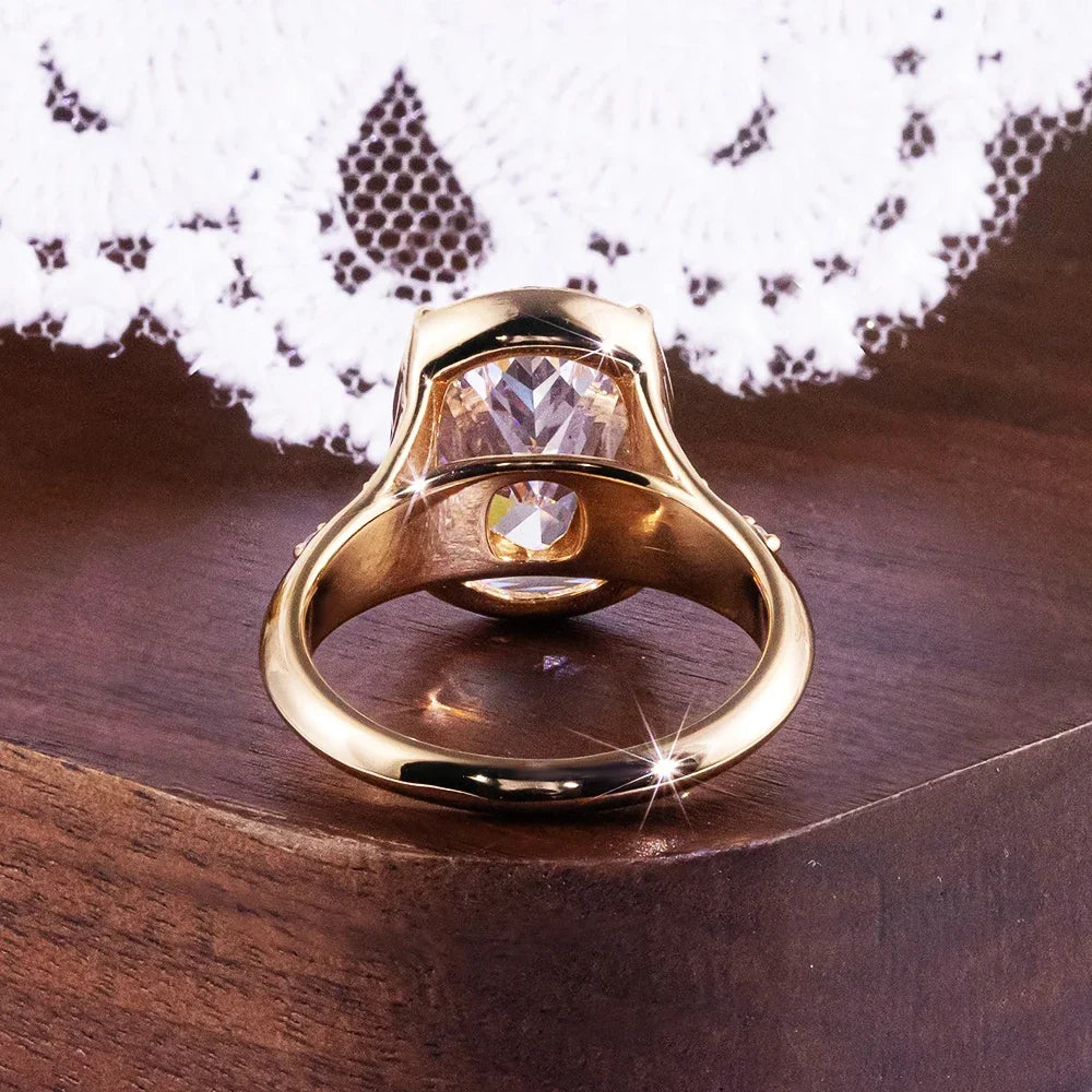 QIBAOKU 10CT Elongated Cushion Moissanite Ring S925 Sterling Silver for Women Big Diamond Vintage Wedding Band Jewelry GRA 2026