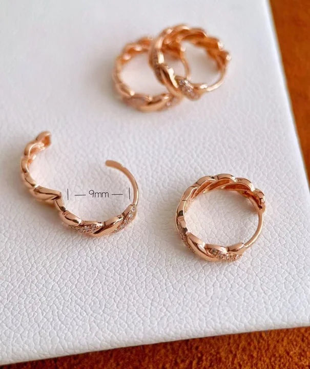 Luxury 18K Yellow Gold Twisted Wire Huggie Earrings Fashion Genuine Diamond French Ear Hoop Heavy Hand Craft Fine Jewelry Retail
