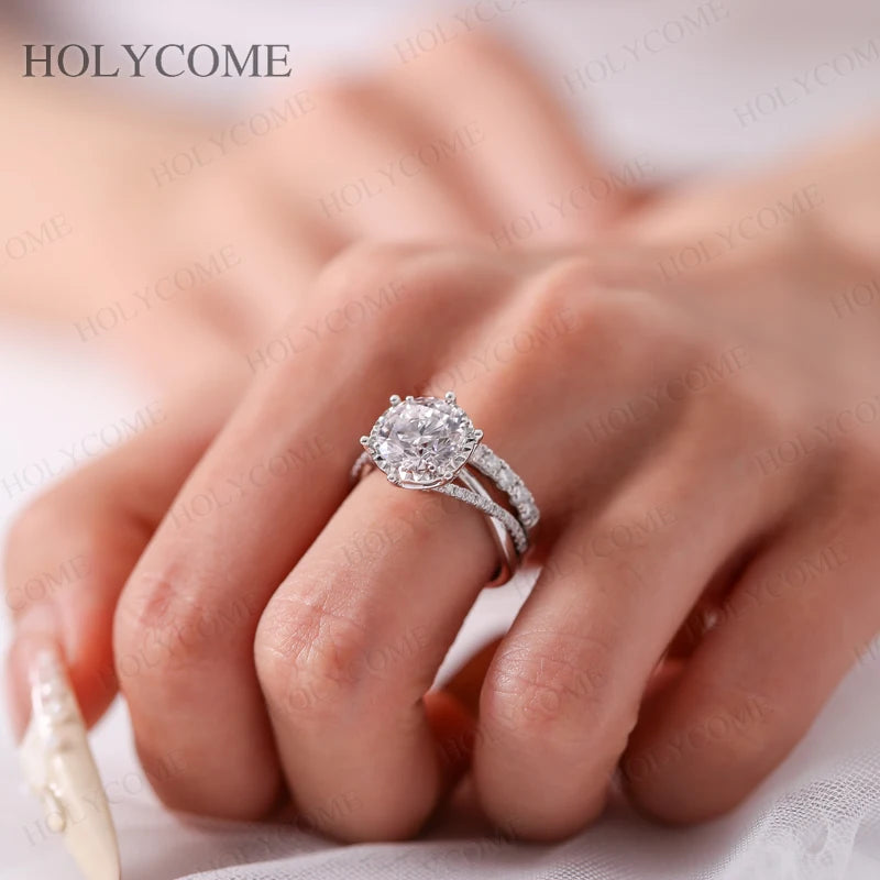 18k White Gold Plated All  Lab Diamond Rings Adjustable Sparkling Wedding Band 10K 14K PT950 Fine Engagement Jewelry for Women