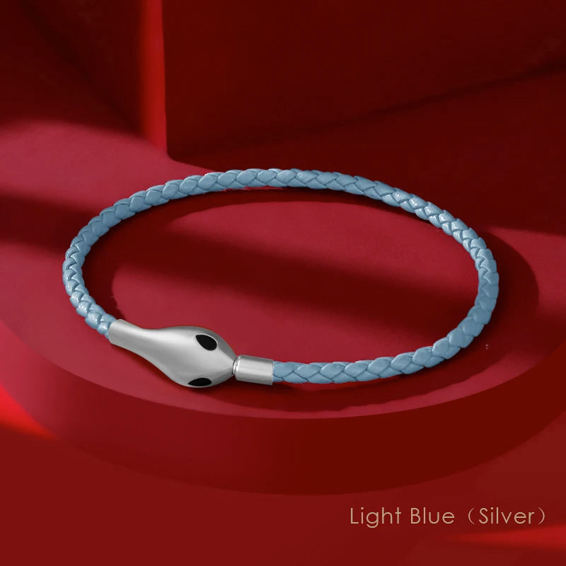 Classic Design Luxury Snakehead Bangles for Women Fashion Jewelry Genuine Braided Leather Bracelets Party Gifts Wholesale