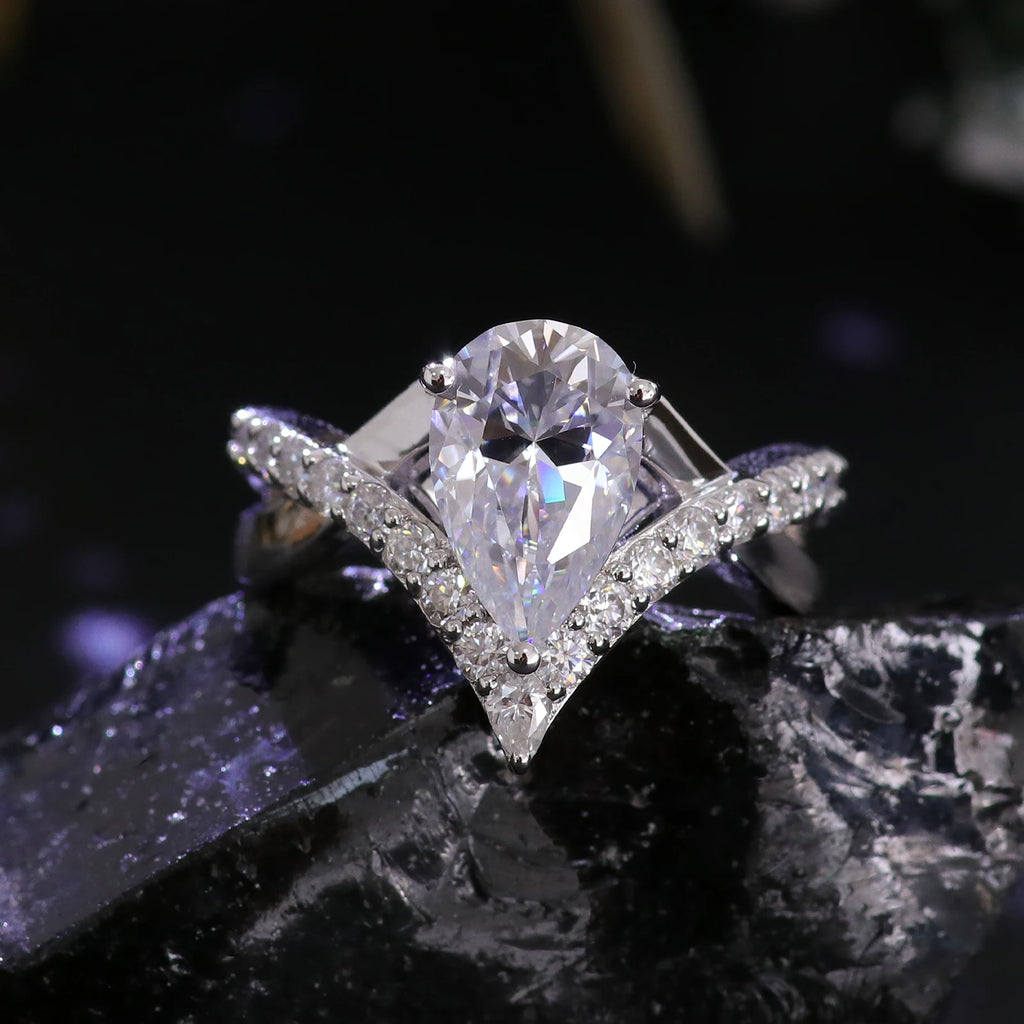 Provence 10K/14K/18K Moissanite Eternity Rings for Women D Color VVS Pear Cut 3.5CT Custom Statement Rings Twisted Rings