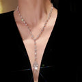 CAMEO Pendant Chain 925 Silver Synthetic Zircon White Water Drop Full Diamond Y-shaped Light Luxury WeddingJewelry Necklace