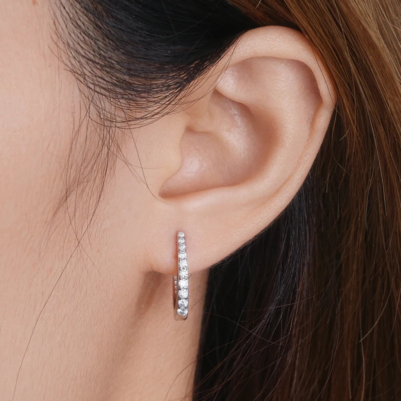 IOGOU S925 All D Moissanite Clip Earrings U Shaped Hoop Huggie 925 Silver for Woman Certified Fine Jewelry Wedding Birthday Gift