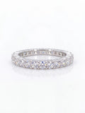 Shiny Full Real Round Moissanite Diamond Rings for Women Engagement Anniversary 925 Sterling Silver Fine Jewelry