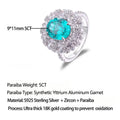 LinkerLove 5CT Oval Cut Paraiba Engagement Ring for Women 925 Sterling Silver White Gold Plated Halo Wedding Band Fine Jewelry