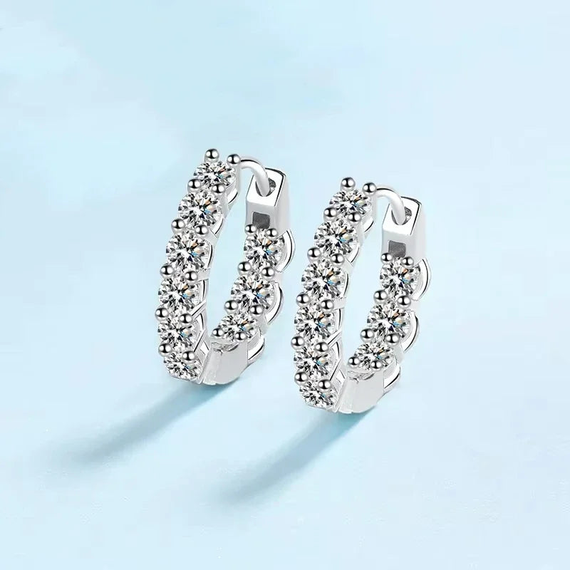 Women Wedding 18K White Gold Hoop Earrings Valentine's Day 1.8CT Moissanite Diamond Girl Friend PT950 Platinum Birthday Gift