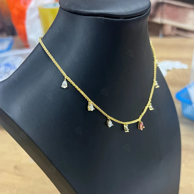 Nine Pear Cut Necklace Moissanite Diamond Water Drop Custom 925 Sterling Silver Chain for Women Thanksgiving Day Christmas Gifts