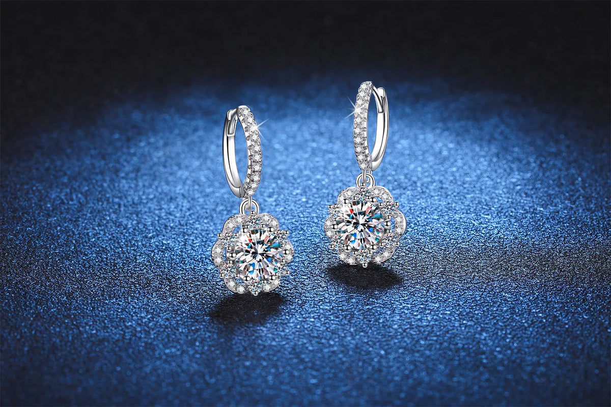 18K gold set with diamonds PT950 platinum earrings rose luxury women's earrings 1 carat D color moissanite earrings