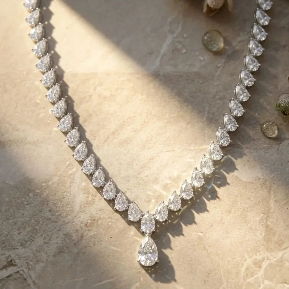 NASIAPear Moissanite Tennis Necklaces for Women Lab Diamond S925 Sterling Silver Plated 18k Wedding Moissanite Necklace 2026