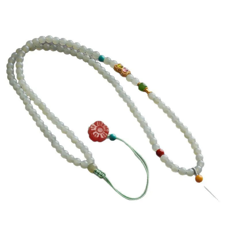 Natural Light Blue Hetian Jade Pendant Necklace Cord for Women Delicate Elegant Sweater Chain Gifts