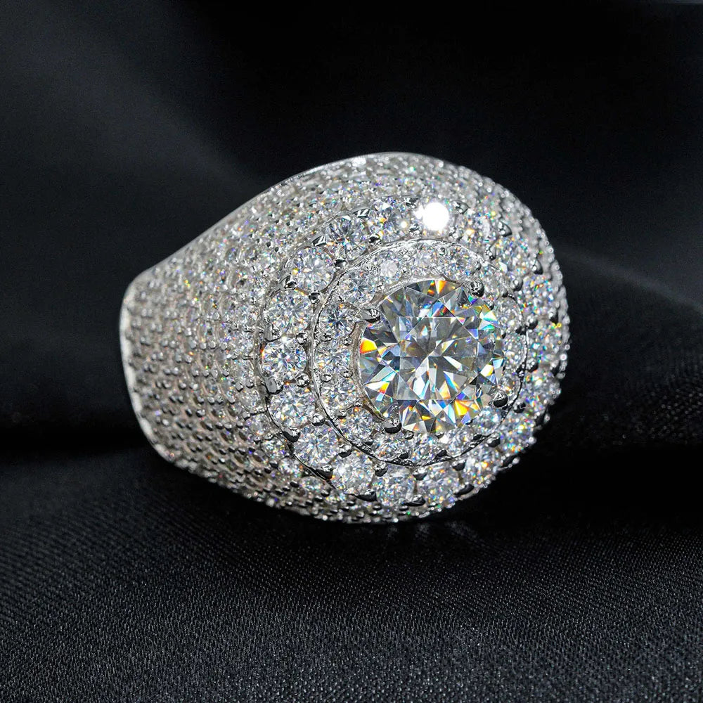 ICEBLING Full Moissanite Rings for Men Hip Hop Jewelry Original 925 Sterling Silver VVS Diamond Rings Gift