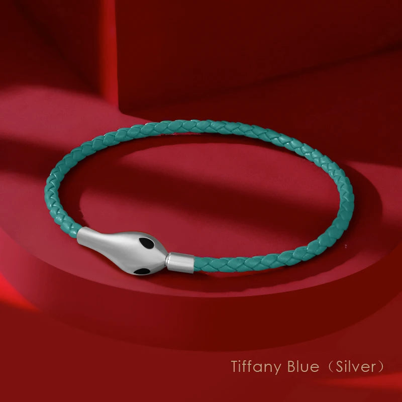 Classic Design Luxury Snakehead Bangles for Women Fashion Jewelry Genuine Braided Leather Bracelets Party Gifts Wholesale