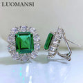 Luomansi 9*11MM Emerald High Carbon Diamond Ear Clip Women S925 Silver Jewelry Wedding Party Commemorative Gift