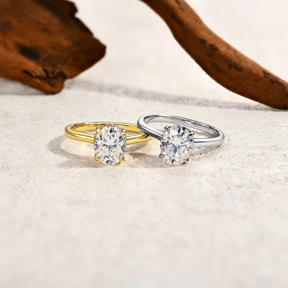 CHARMING Luxury 2.0CT Moissanite Rings Lab Diamond 10*7mm Engagement Wedding Rings 925 Sterling Silver Women Finger Band Jewely