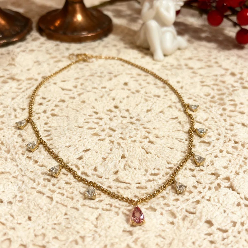 Nine Pear Cut Necklace Moissanite Diamond Water Drop Custom 925 Sterling Silver Chain for Women Thanksgiving Day Christmas Gifts