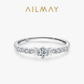 Ailmay Real 925 Sterling Silver Shining Elegant Crown Zirconia Wedding Finger Rings For Women Engagement Statement Jewelry Gift