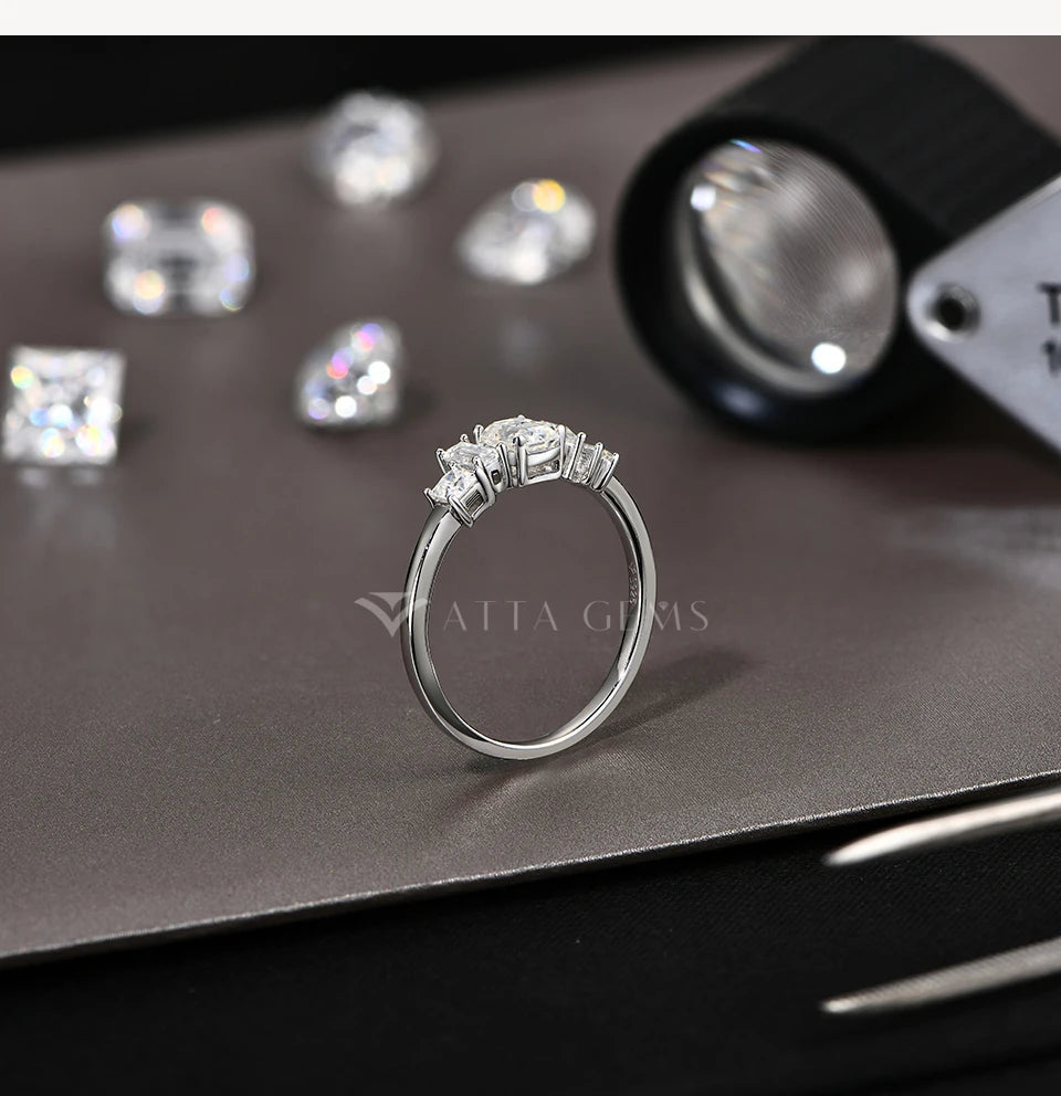 ATTAGEMS Baguette Emerald Cut Moissanite Jewelry Set for Women Rings Earrings Necklace S925 Sterling Silver 3 Piece Wedding Gift