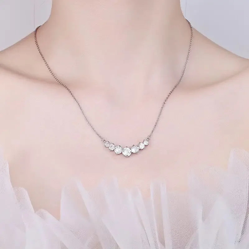 PT950 Morganite Seven-Star Necklace - Straight Drop Pendant Jewelry for Women - Simple and Elegant - High-End Necklace