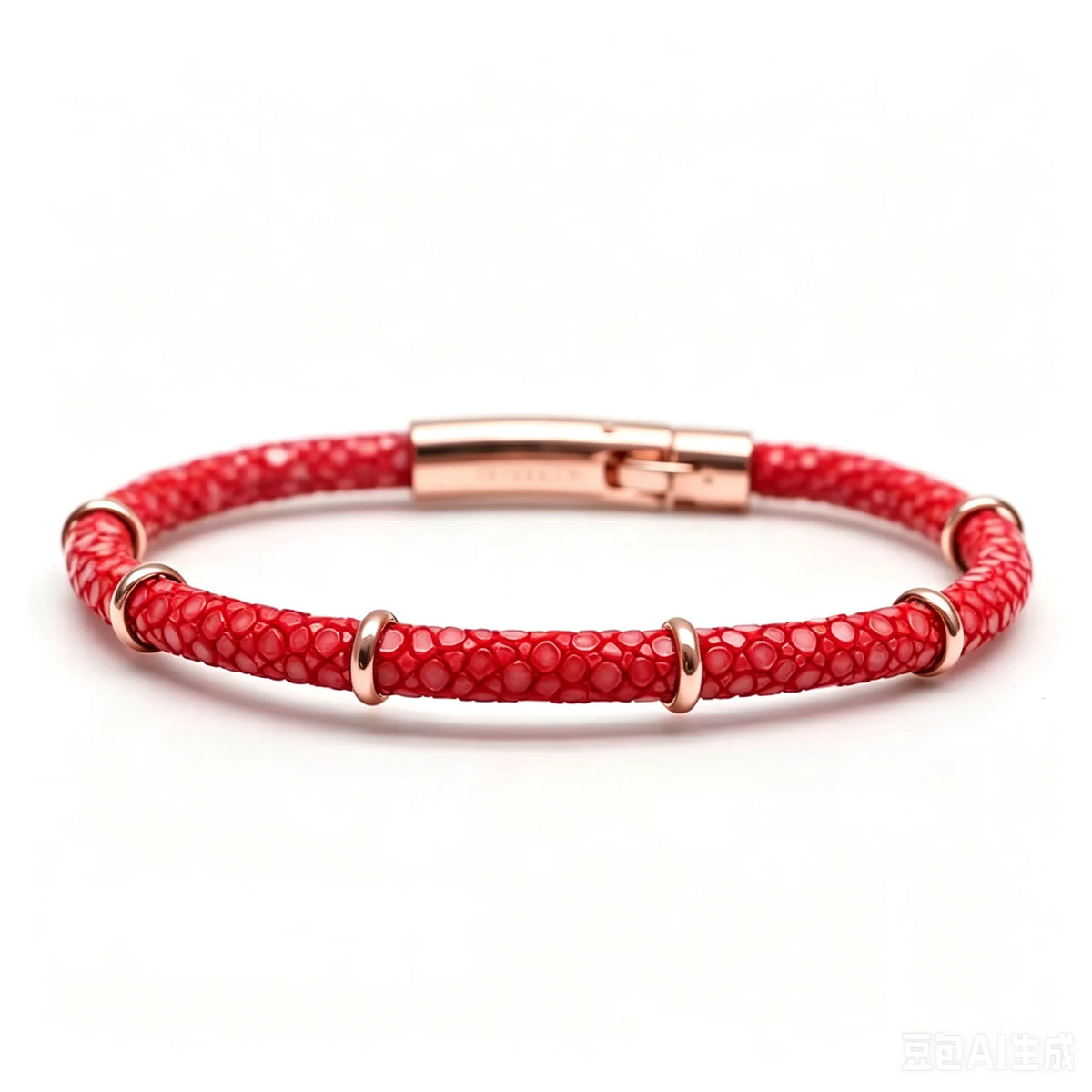 Genuine Stingray Leather Ring Beads Bracelet Double Bone Stinghd Style Gift for Birthday Gift Man Women Couple Bracelets Jewelry