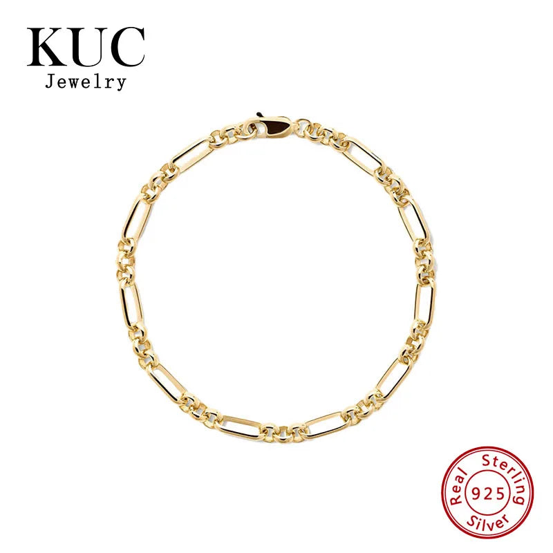 Light Luxury Minimalist 925 Sterling Silver Trendy KUC Fine Jewelry Chains Design Bracelet for Girls Women