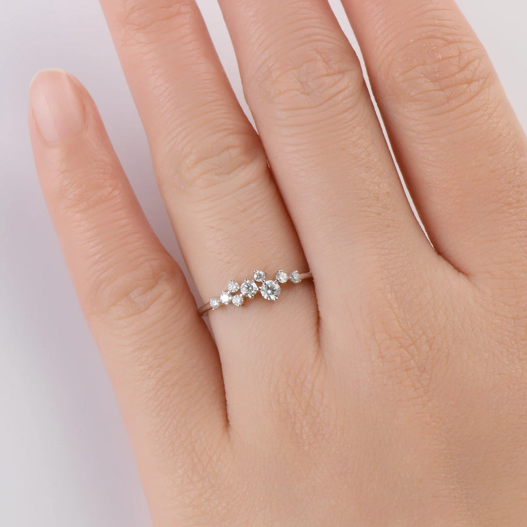 Delicate Full Moissanite Rings For Women 925 Sterling Silver Diamond Wedding Band Women's Stackable Tiny Ring Anniversary Gift