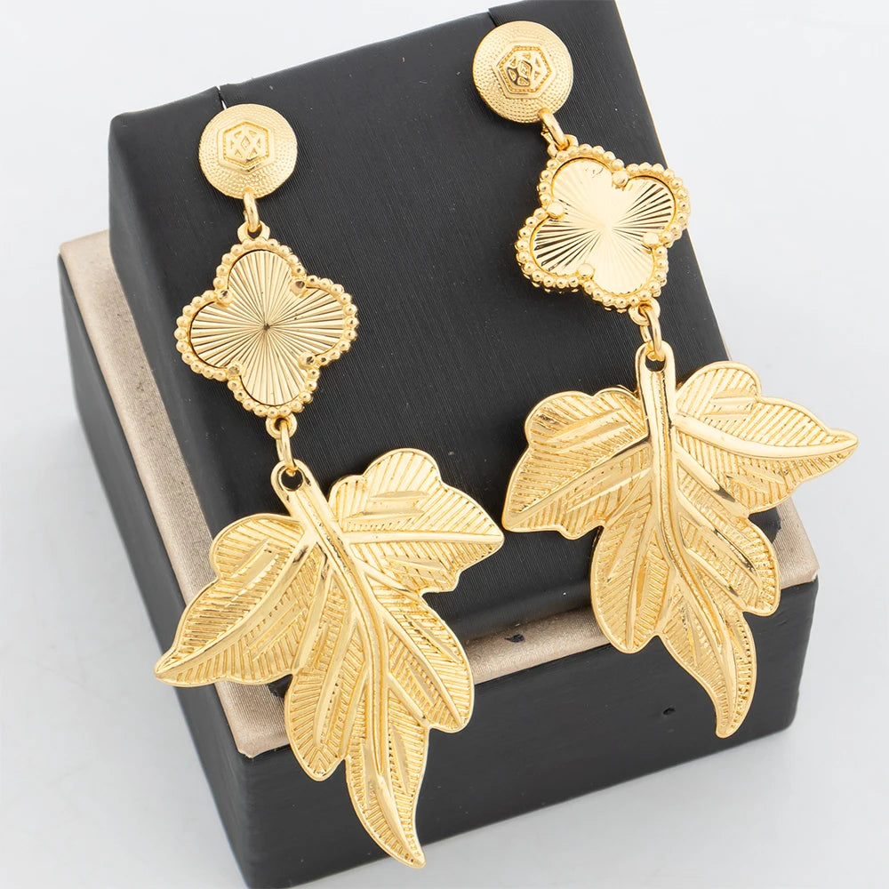 Fashion Earrings for Women Gold Color Vintage Water Drop Plant Leaves Earrings For Women Jewelry Accessory Party Girls Gifts