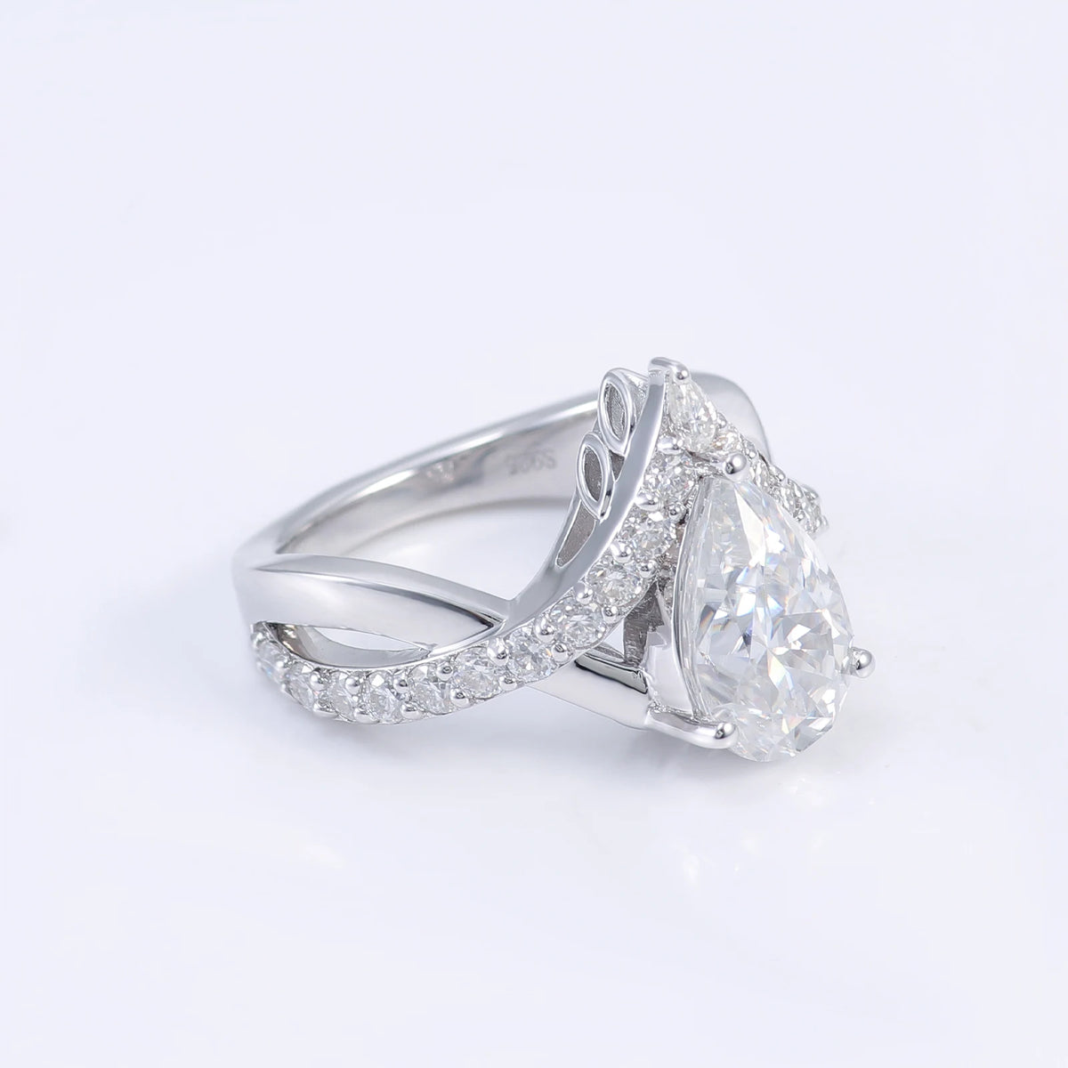 Provence 10K/14K/18K Moissanite Eternity Rings for Women D Color VVS Pear Cut 3.5CT Custom Statement Rings Twisted Rings