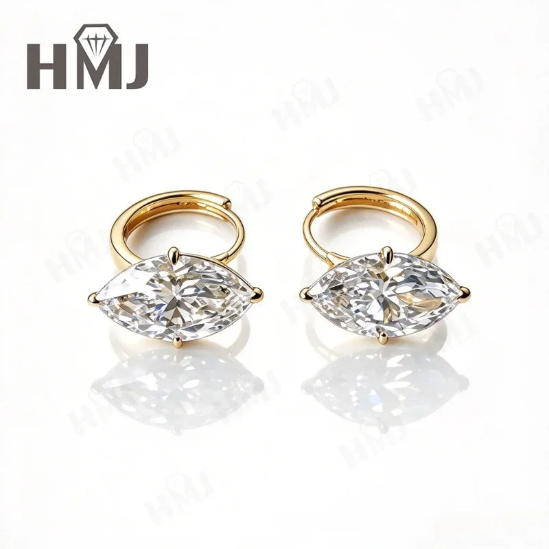 18K Gold Hoop Diamond Earrings Marquise Cut 1.5ct DEF VS Unique Wedding Bridal Jewelry Birthday Anniversary Party Gifts Charms