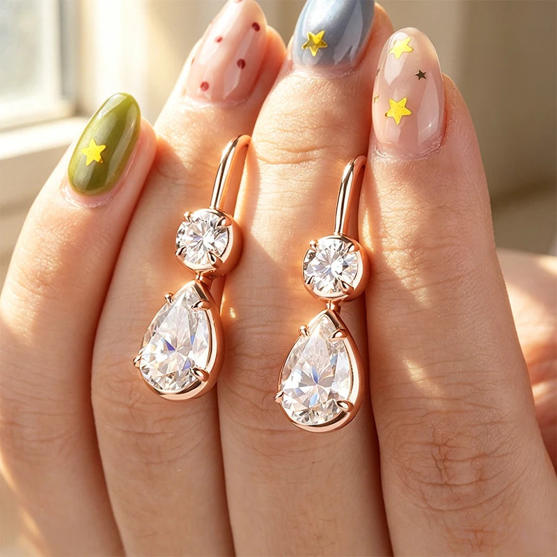 NKHOG 4CT Full Moissanite Drop Earrings Certified 925 Sterling Silver Dangle Earring For Woman Wedding Teardrop Jewelry Gift