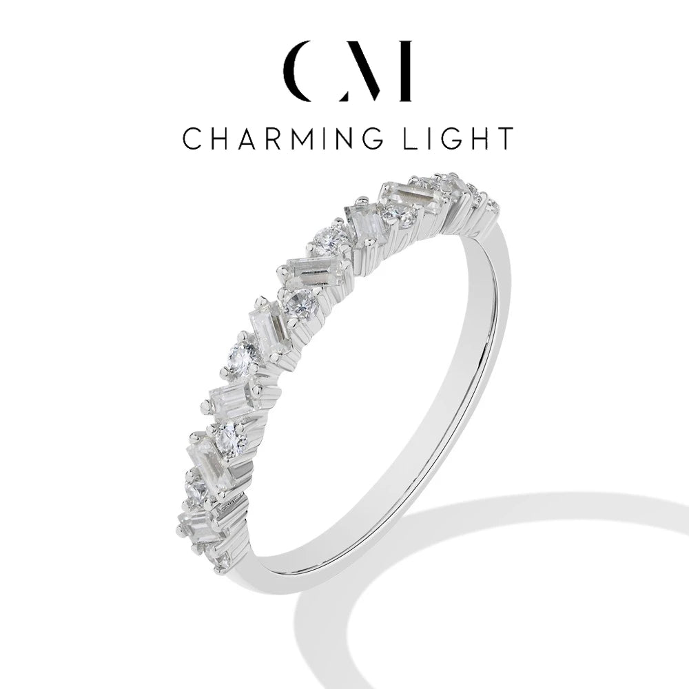 CHARMING Elegant Moissanite Rings Sparkling Lab Diamond 925 Sterling Silver for Women Wedding Band Fine Jewelry Gifts Hot Sale
