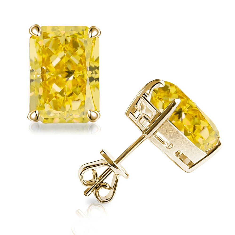 Bocarman Rectangular Ice Cut Mint Green Zircon Stud Earrings S925 Sterling Silver Rhodium Plated Fine Jewelry 8x10mm