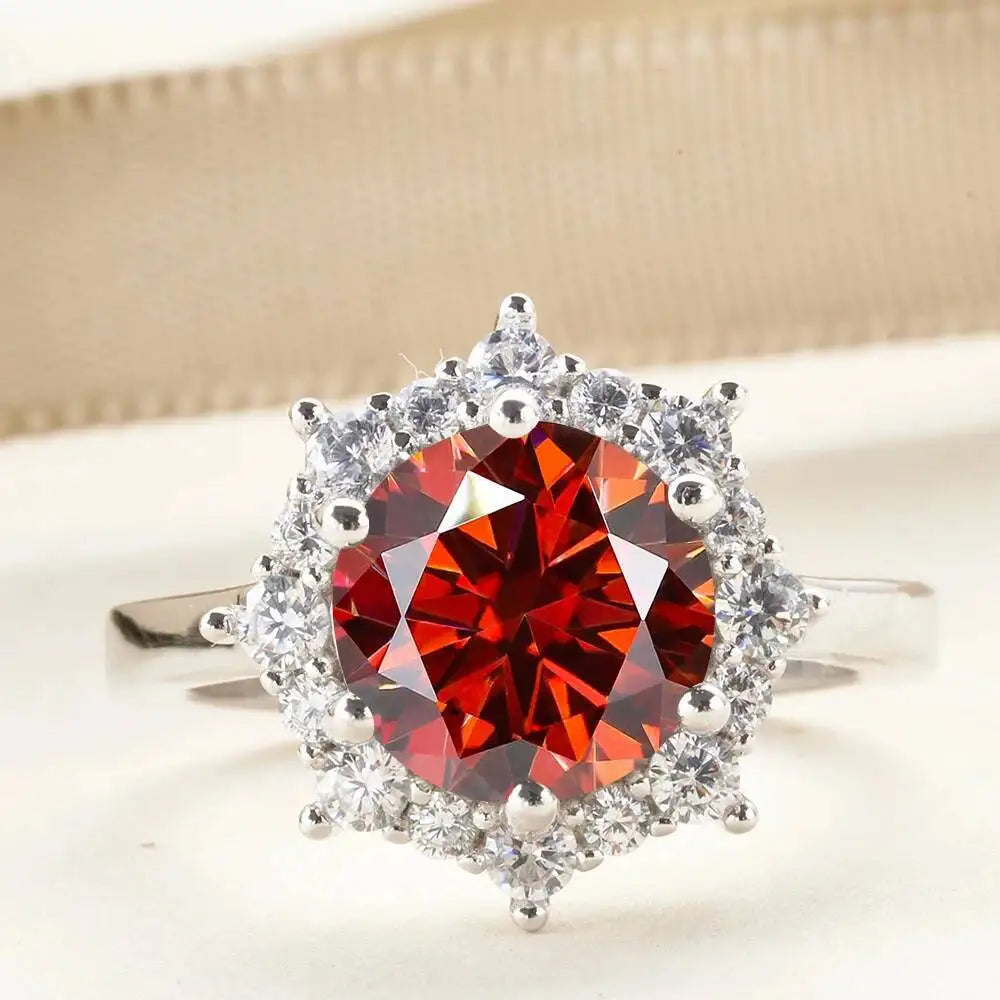 JH Real Moissanite Luxury Flower Ring 3.0Carat Diamond Fancy Wedding Rings For Women 925 Sterling Silver Fine Jewelry