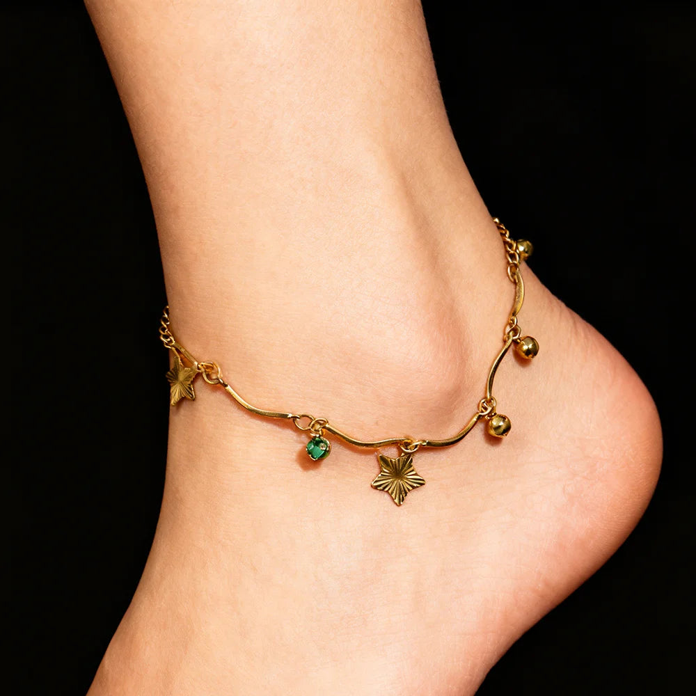 Female Five-pointed Star Anklets Bracelet Bohemian Style Ankle Chain Elegant Foot Jewelry for Women Leg Chain Accessorie