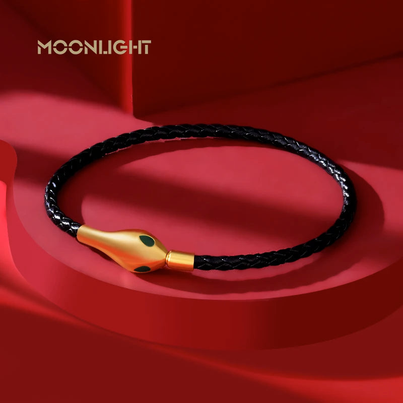 Classic Design Luxury Snakehead Bangles for Women Fashion Jewelry Genuine Braided Leather Bracelets Party Gifts Wholesale