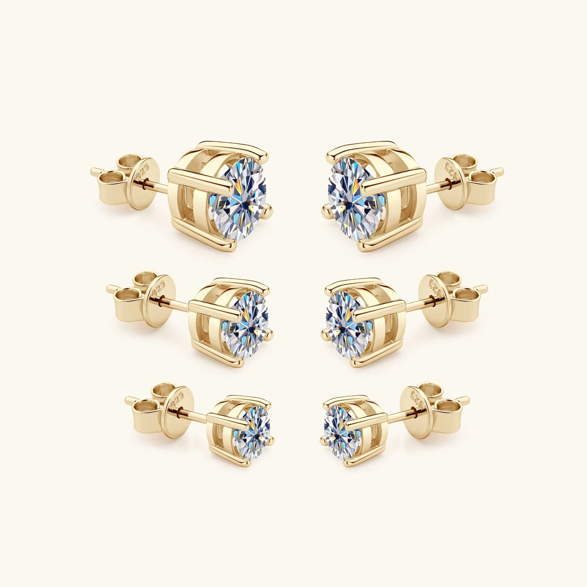 Sweetrain 925 Silver GRA Certified 0.1-2CT Moissanite Stud Earrings D/VVS1 Lab Diamond Four-jaw Earring Women Wedding Jewelry