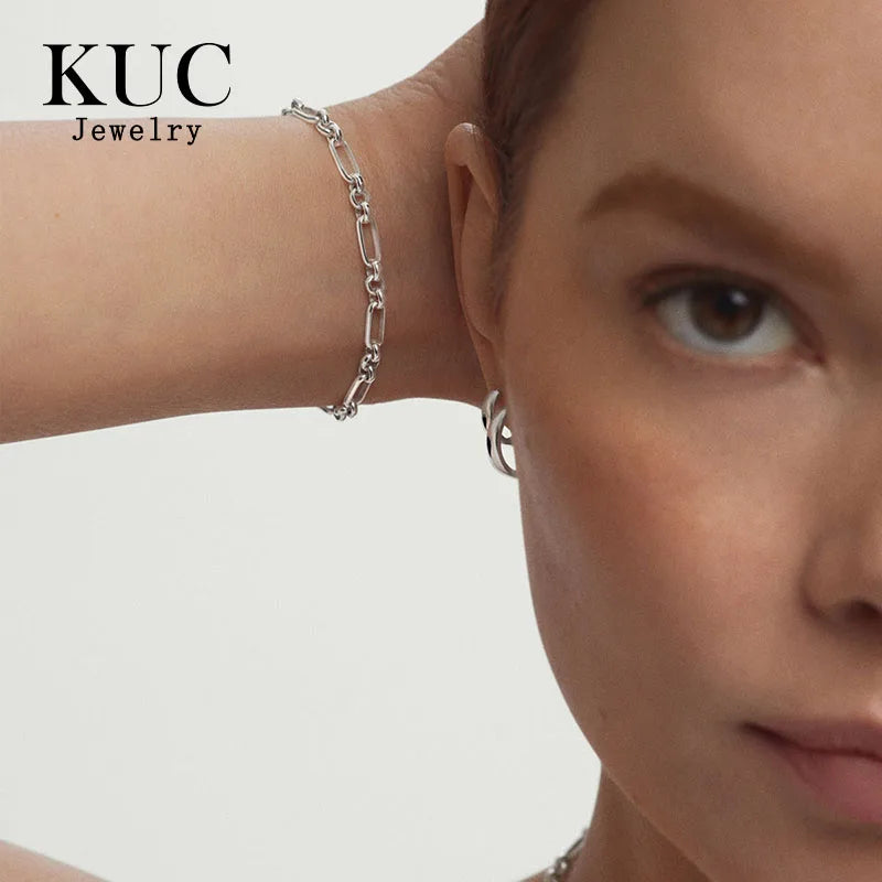 Light Luxury Minimalist 925 Sterling Silver Trendy KUC Fine Jewelry Chains Design Bracelet for Girls Women