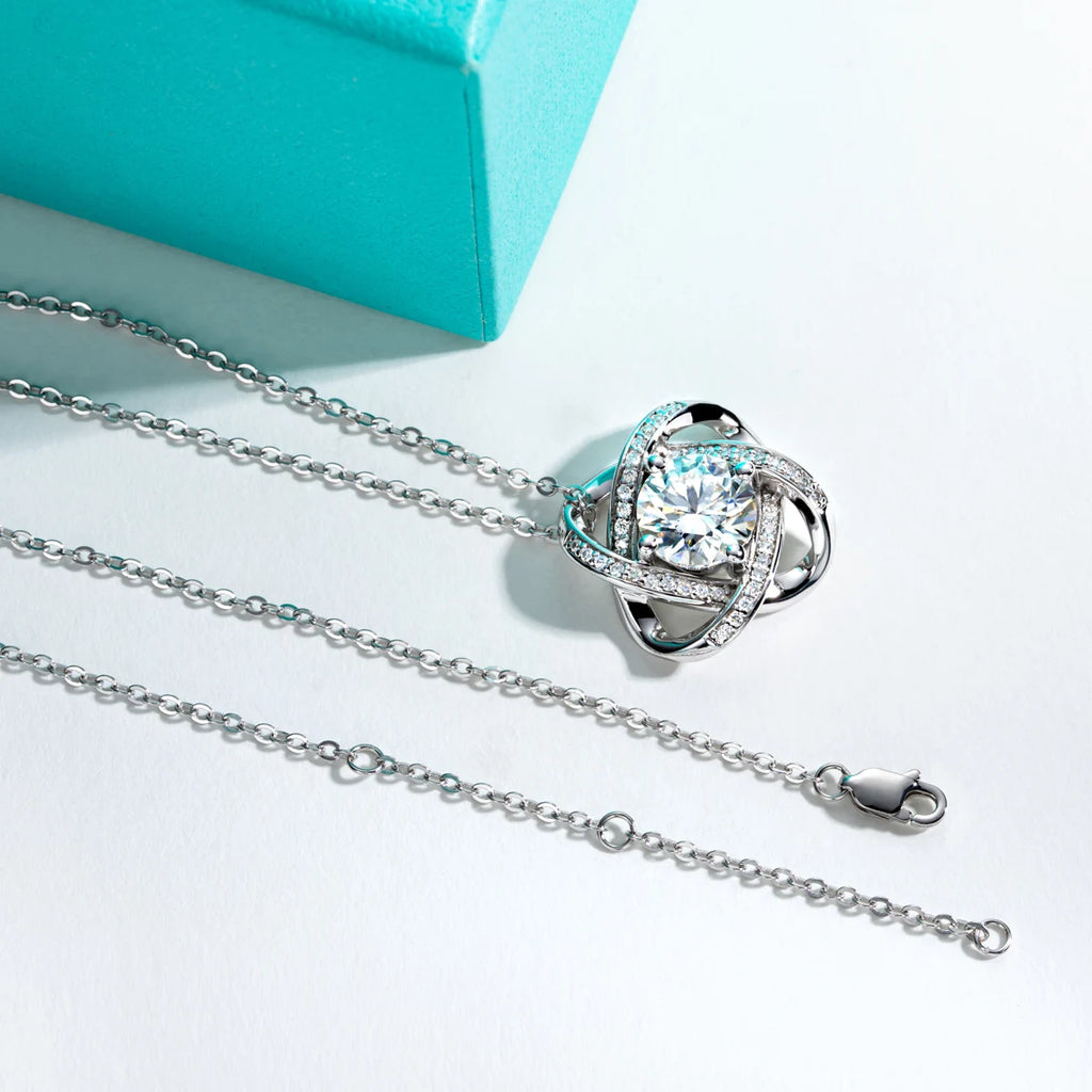 AnuJewel 3ct D Color Moissanite Diamond Love Knot Pendant Necklace 925 Sterling Silver Valentine's Day Gifts Jewelry Wholesale