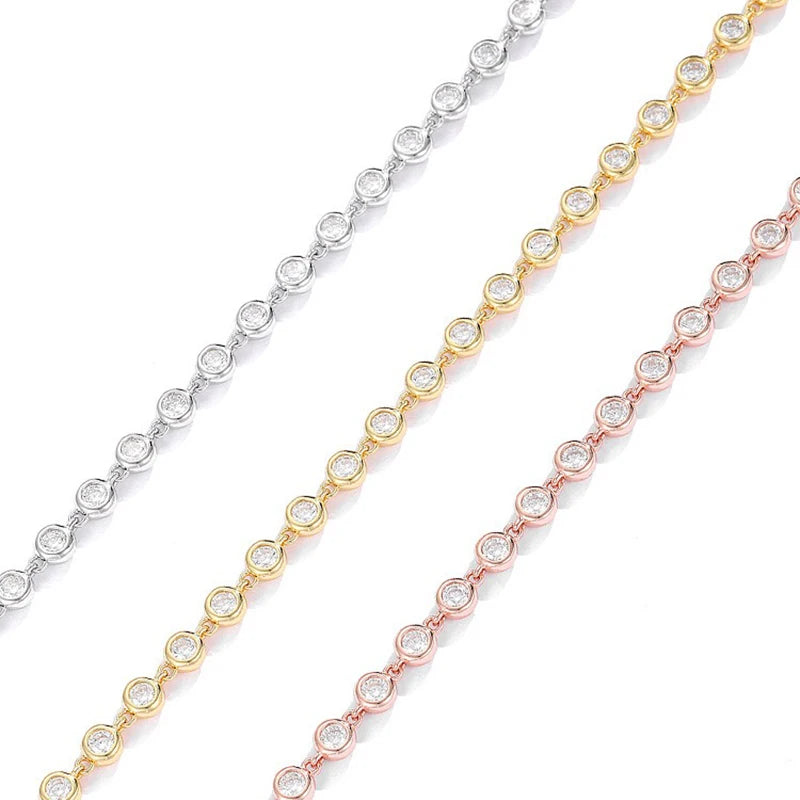 3mm Real Moissanite Bubble Chain Necklace 925 Sterling Silver Iced Diamond Tennis Necklaces Women Hiphop Jewelry Pass Tester