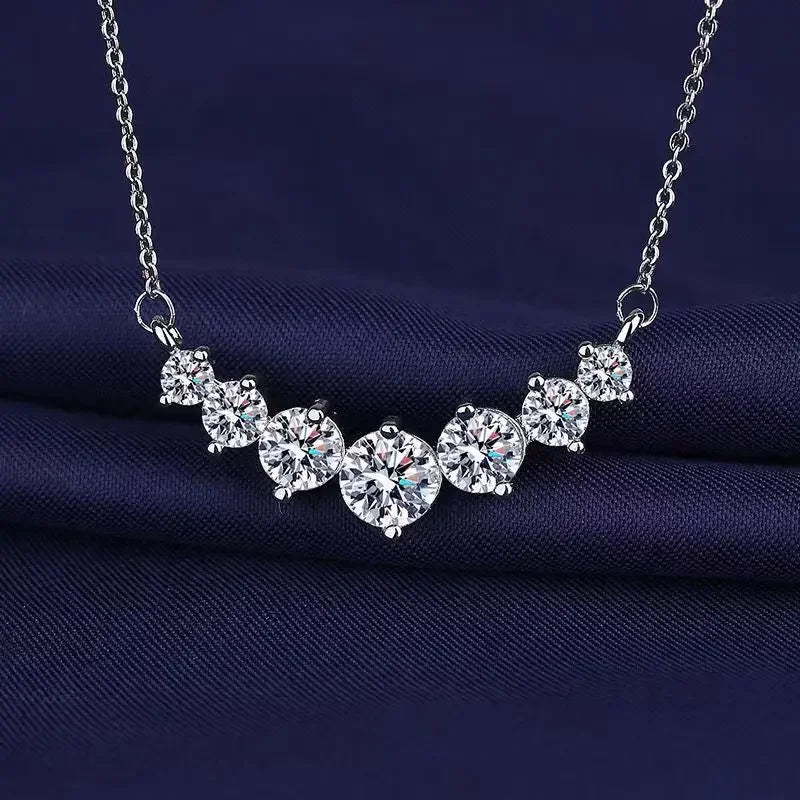 PT950 Morganite Seven-Star Necklace - Straight Drop Pendant Jewelry for Women - Simple and Elegant - High-End Necklace